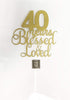 ALPHA K 40th Birthday/Anniversary Cake Topper – 40 Years Blessed & Loved Cake Topper with Gold Glitter...