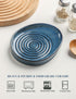 Ceramic Spoon Rest for Stove Top, Spoon Holder for Kitchen Counter, Farmhouse Cooking Utensil Holder for Spoons, Ladles, Spatula, Glazed Blue...