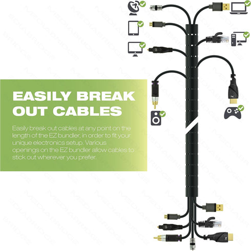 Mediabridge™ EZ Cable Bundler (6 Feet) - 1" Width - Flexible & Expandable Cable Management Sleeve (Part# CM1-25-06B)...