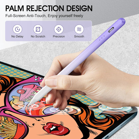Stylus Pen for iPad,Palm Rejection Tilt Sensitivity Fast Charging Pencil Only Work for 2018 Or Later iPad 10/9/8/7/6th Gen,Pro 12.9&11",Mini 6/5,A...