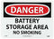 NMC - D672RB D672AB DANGER - BATTERY STORAGE AREA NO SMOKING Sign - 14 in. x 10 in., Red/Black Text on White, Plastic Danger Sign...