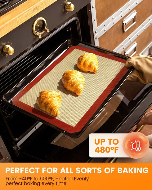 Silicone Baking Mat, 2 Pack Silicone Mats for Baking, Convenient Nonstick Baking Mat, Silicone Baking Sheet for Cookies, Candy, Bread and Pastry, ...