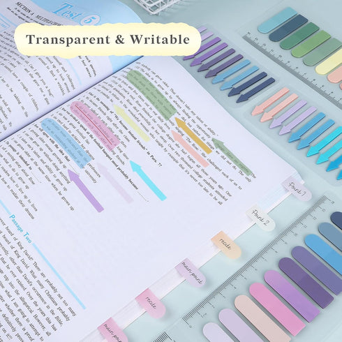 1200Pcs Clear Sticky Tabs, Writable Transparent Book Tab for Annotating Books, Reusable Page Markers Index Tab for Marking, Aesthetic Sticky Notes...