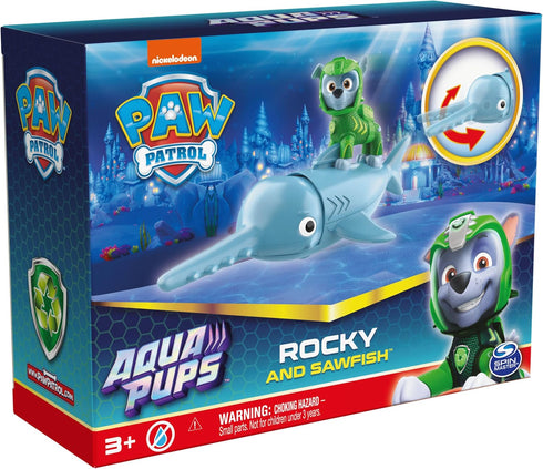 Paw Patrol, Aqua Pups Rocky and Sawfish Action Figures Set, Kids Toys for Ages 3 and up...