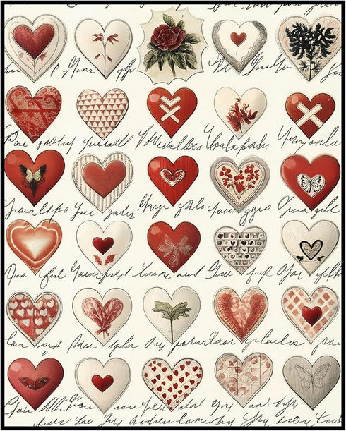 Posterizer 1 pcs-cute heart designs-Valentine's day inspired poster-Romantic Art-Holiday Poster Collection-Gift for Couples boyfriend girlfriend H...