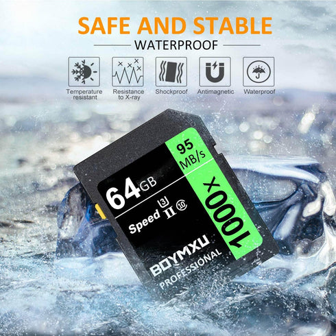 64GB Memory Card, BOYMXU Professional 1000 x Class 10 UHS-I U3 Memory Card Compatible Computer Cameras and Camcorders, Memory Card Up to 95MB/s, G...