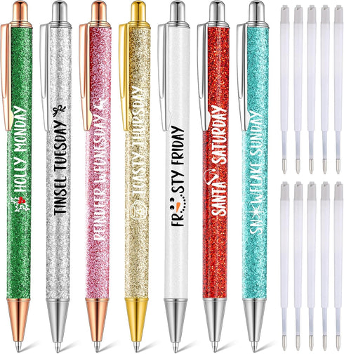 Sherr 7 Pcs Fancy Pens for Women Cute Pens Sparkly Glitter Pens with 10 Pcs Black Ink Refills Pretty Pen Gifts Journaling Pens for Girls Office Sc...