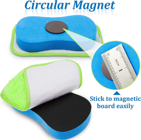 Microfiber Dustless Chalk Eraser Magnetic Chalkboard Cleaner Multipurpose Cleaning Duster Washable Reusable Eraser for Markers, Chalk, Home, Class...