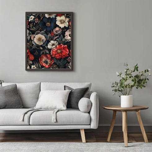 Posterizer 1 pcs-red and gray lush flowers-Floral & Botanical Art-Abstract & Modern Art-Gift for Men Women Entrepreneur Teens-Decor for Home & Off...