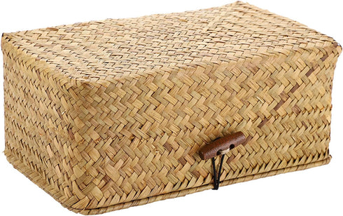 Sumnacon Tissue Box Cover Rectangle Tissue Box Seagrass Tissue Box Holder Woven Tissue Holder Decorative Tissue Cover for Bathroom Tissue Box Cove...
