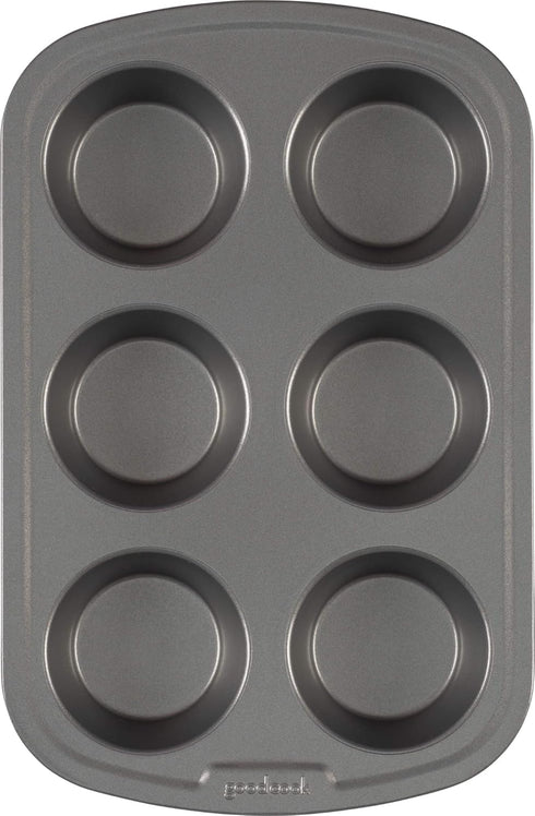 GoodCook Everyday Nonstick Steel Muffin Pan, 6 cup, Gray...