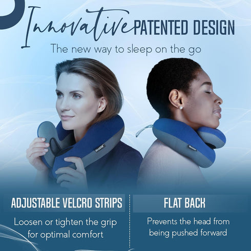 BCOZZY Travel Neck Pillow for Airplane– Patented Double Support for Head, Neck, and Chin. Best for Long Flights, Plane Sleeping, and Car Rides. Ad...