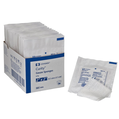 Covidien 1806 Curity Gauze Sponge, Sterile 2's in Peel-Back Package, 2" x 2", 8-ply (Pack of 100)...