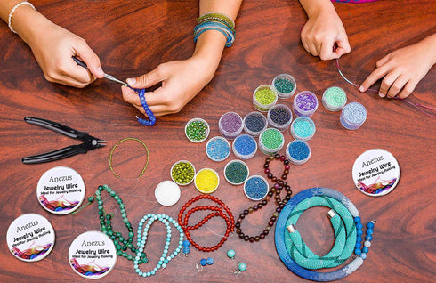 Jewelry Wire, Anezus Jewelry Making Tools Kit with 6 Rolls 24 Gauge Beading Wire and Craft Cutter Pliers for Jewelry Making Repair Supplies and Cr...