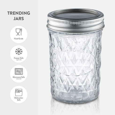 Paksh Novelty Mason Jars - Food Storage Container - 6-Pack - Airtight Container for Pickling, Canning, Candles, Home Decor, Overnight Oats, Fruit ...