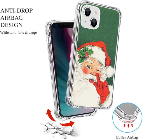 Vintage Santa Case Compatible with iPhone 15, Green Christmas Case for iPhone 15 for Teen Men Women, Unique Cool TPU Bumper Case Cover......