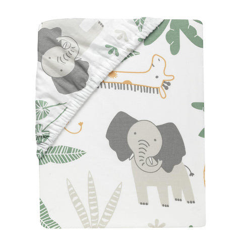 Lambs & Ivy Jungle Friends 100% Cotton Safari Animals Baby Fitted Crib Sheet...
