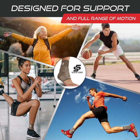 Sleeve Stars Ankle Support for Ligament Damage & Sprained Ankle, Plantar Fasciitis Support & Achilles Tendonitis Pain Relief, Ankle Brace for Wome...