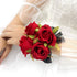 Abbie Home Prom Rose Corsage Boutonniere Set Real Touch Flowers for Party Ball Dancing Wedding with Lace Bow Décor (Red)...