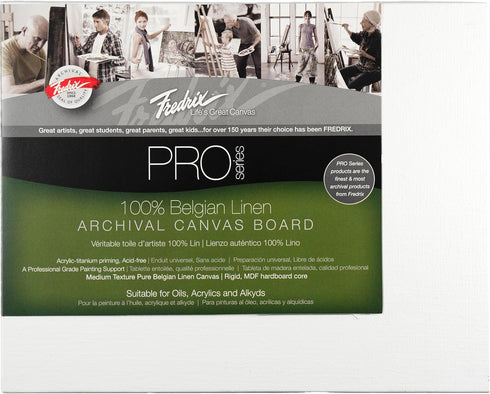 Fredrix PRO Series Archival Linen Canvas Board, 8" x 10", White...