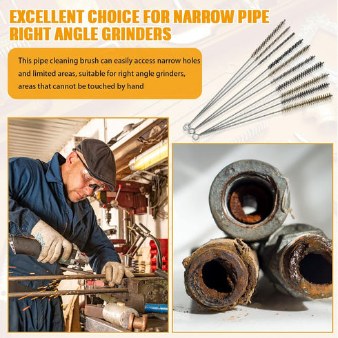 Wire Tube Brushes for Cleaning Pipe Tube Brass Brush Stainless Steel Round Wire Brush Brass Pipe Cleaning Brush Wire Pipe Cleaner Brush for Auto P...