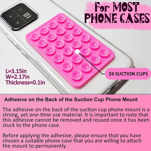 Silicone Suction Phone Case Mount, Silicon Adhesive Phone Accessory for Smartphones, Hands-Free Mirror Shower Phone Holder for Selfies, Tiktok Vid...