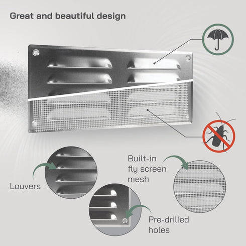 Vent Systems 10" x 4" Inch Aluminum Air Vent Cover - Quality Air Return Grill with Built in Protection Mesh - HVAC Home Ventilation Improvement - ...