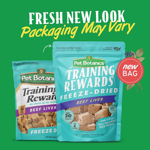 Pet Botanics 6 Oz. Pouch Training Reward Freeze Dried, Beef Liver Flavor, with 310 Treats Per Bag, The Choice of Top Trainers...