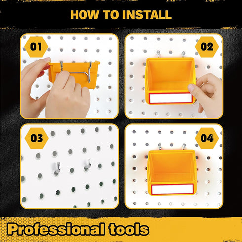 Pegboard Bins Organizer Set 6-Pack - Durable Storage Tray for Screws, Nuts, Bolts, Hardware, Crafts, Accessories | Fits Standard Pegboards | With ...