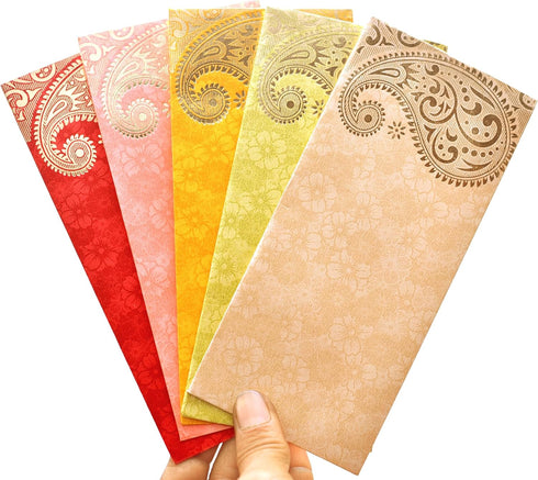 ZIG ZAG Elegant Money Gifting Envelopes Pack of 50 Cash Holder Designer Lifafa for Weddings, Gift of Prosperity Multi Color comes with 2 colours p...