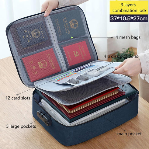 Waterproof Portable Home Lockable Important File Certificate Organizer, Document Storage, Document Bag, File Storage Bag?Legal Size Folder Certifi...