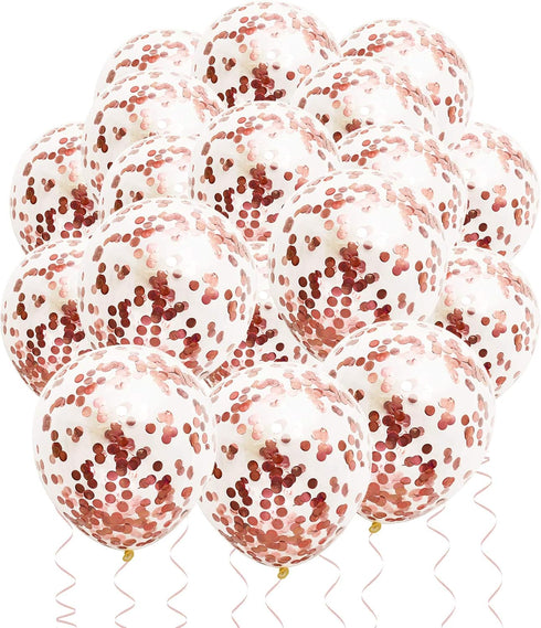 Rose Gold Confetti Balloons, 25 Pcs Thickened 12 Inch Clear Latex Balloon with Confetti Inside for Graduation Decorations Engagement Bridal Shower...