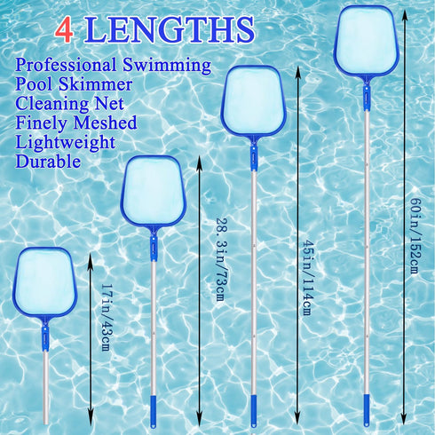 Pool Skimmer Net - 6.1 Foot Swimming Pool Leaves Cleaning Net Fine Mesh Rake Net - 4 x Detachable Intensify Aluminum Pole, Pond Leaf Cleaner Suppl...
