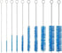 8 Inch Nylon Tube Cleaning Brush Set, (BLUE Variety Pack), 10 Piece Kit, Long Deep Cleaning Brushes with Flexible Handles for Bottles, Straws, Pip...
