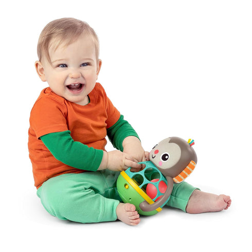 Bright Starts Grab & Giggle Monkey Light-Up Musical Rattle Toy with Easy-Grasp Oball, Ages 6 Months+, Unisex...