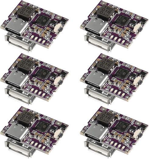 6PCS Type-C USB 5V 3.1A Boost Converter Step-Up Power Module IP5310 Mobile Power Bank Accessories with Switch LED Indicator...