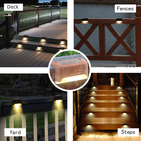 Solar Deck Lights Outdoor 8 Pack, Solar Lights Outdoor for Patio Brown Solar Step Lights LED Waterproof Lighting for Outdoor Stair, Deck,Patio,Yar...