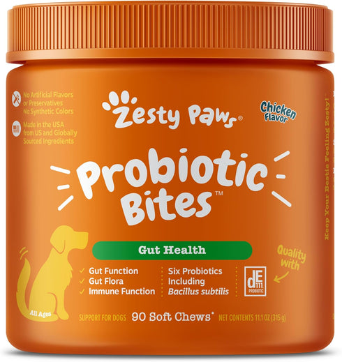 Zesty Paws Probiotics for Dogs - Digestive Enzymes for Gut Flora, Digestive Health, Diarrhea & Bowel Support - Clinically Studied DE111 - Dog Supp...
