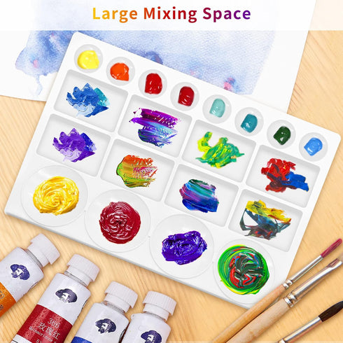 20 Well Watercolor Paint Tray Palette Pallet Acrylic Painting Mixing Plastic Artist Large Square Palette, 13 x 10 Inches, White, 1PCS...