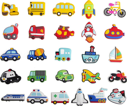 WISESTAR 26PCS Transports Rubber Fridge Magnets for Kids- Aircraft, Boat, Vehicle, Car Refrigerator Magnet for Whiteboard - Educational Toy Tool S...