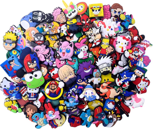 Ella & Emma 50Pcs Cute Cartoon Anime Mixed Shoe Charms Pins for Boys Girls, Kawaii Shoes Charms Pack for kids, Shoe Decoration Accessories, Party ...