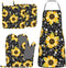 Sunflower Bees Oven Mitts and Pot Holders with Apron Set of 5 Silicone Sunflowers Kitchen Mitten Gloves and Non-Slip Potholders Cooking Apron Set ...