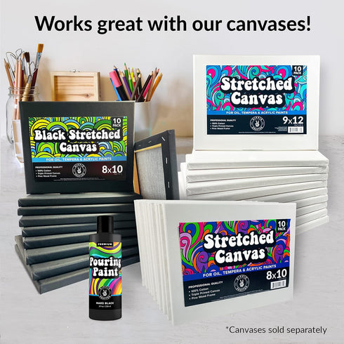 Black Pouring Paint Acrylic Pouring for Pour Art and Flow Painting 8oz 236 ml Bottle Mars Black...