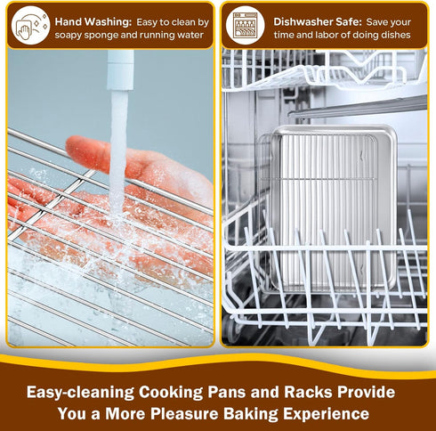 P&P CHEF 12.5 Inch Baking Sheet Pan with Rack Set, Stainless Steel Cookie Sheet Pan Tray with Cooling Rack for Oven Use, Cooking Roasting, Non Tox...