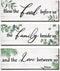 Maitys 3 Pieces Eucalyptus Greenery Wooden Wall Sign Bless Family Food Love Plaque Botanical Leaf Wall Art Green Leaves Rustic Porch Decor Farmhou...