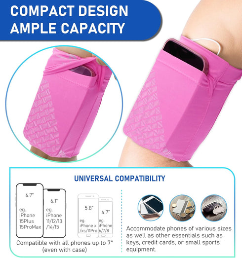HiRui Universal Sports Armband Cell Phone Armband Sleeves Running Armband for Exercise Workout, Compatible with iPhone 16/16Plus/Pro/15/15Plus/14/...