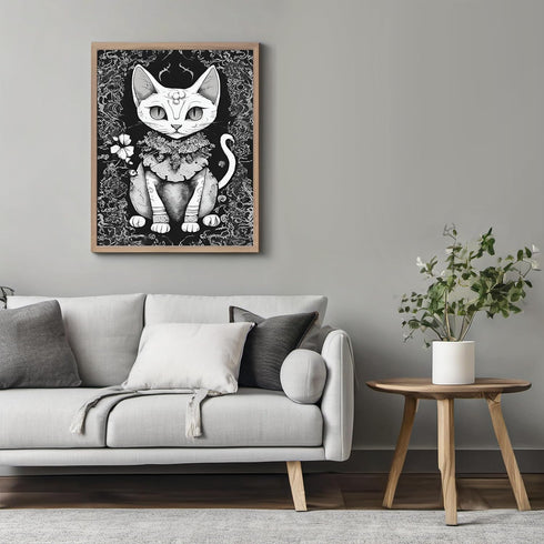 Posterizer 1 pcs- black and white cute little gothic kitten-Gothic Art-Art for Animal Lovers- Living Room Bedroom Decor- unframed wall art...