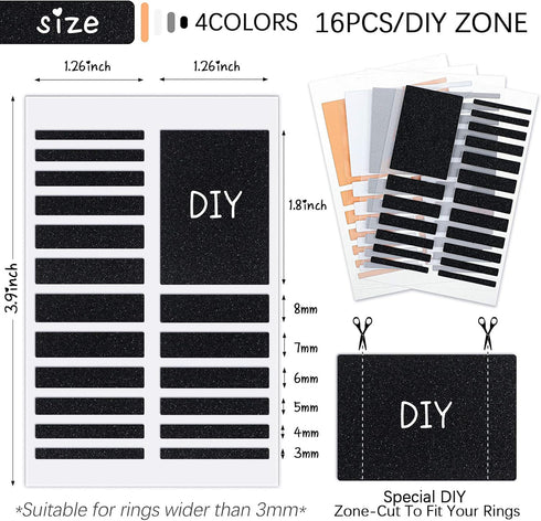 Zonon 16 Sheets Invisible Ring Size Adjuster with 2 Pieces Plastic Ring Guard Size Adjuster for Loose Jewelry Guard Tightener, Spacer, Fixing Wide...