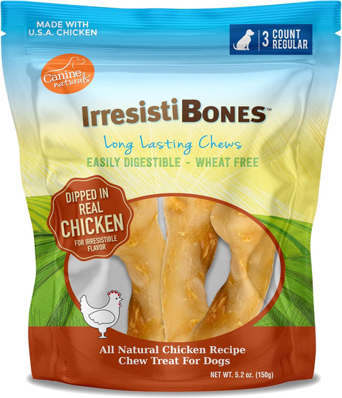 Canine Naturals IrresistiBONES Long Lasting Chicken Chew - Made from USA Raised Chicken – with A Real Meat Coating - All Natural and Easily Digest...