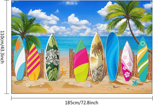 Blulu Beach Party Decorations Tropical Background Banner Summer Hawaiian Beach Decorations Surfboard Backdrop Luau Party Backdrop for Photography ...